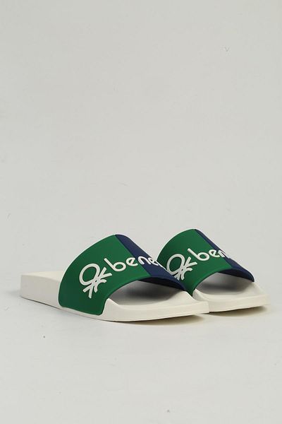 Benetton White Green Men's Slippers Bn-1427