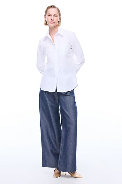 Perspective Amelias Regular Fit Standard Size Low Sleeve Shirt Collar White Shirt