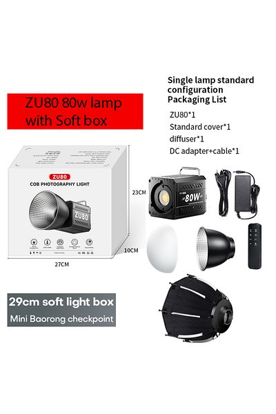 Nagnahz ZU80 with soft box ZU80/ZU60 Photo Studio Light COB Bi-Color 2500-8500K CRI≥95 TLCI≥97 With Diffuser