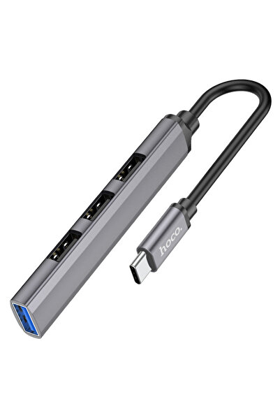 REDz Accessories Καλώδιο Hub Hoco HB26, Type-C σε USB, 4 θύρες, υποστηρίζει μεταφορά 1Tb, OTG, γκρι