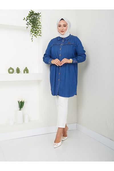 Doque Summer Women's Tunic Shirt - Thin Draped Sports Jeans 61006 61129