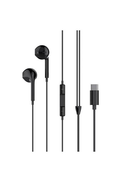 REDz Accessories Headphones with Type-C Plug, XO-EP72, Compatible with iPhone 15/16 and Android, 1.2m, Black