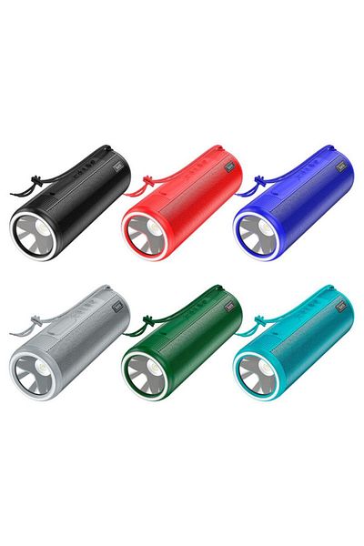 REDz Accessories Portable Speaker with Flashlight, Hoco HC11 Bora, 1200mAh Capacity, Bluetooth 5.0, Gray
