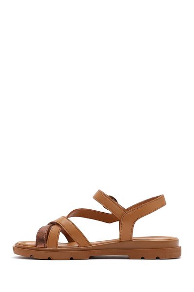 Derimod Women's Tan Ankle Buckle Leather Sandals 25Sfd341614