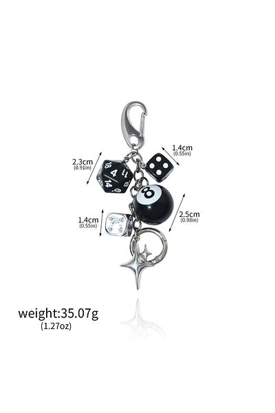 Choice سلسلة مفاتيح بلياردو على شكل نرد أسود K00900، قلادة على شكل نرد محظوظ من هيب هوب Y2K، حقيبة ساحرة، إكسسوارات مجوهرات أنيقة