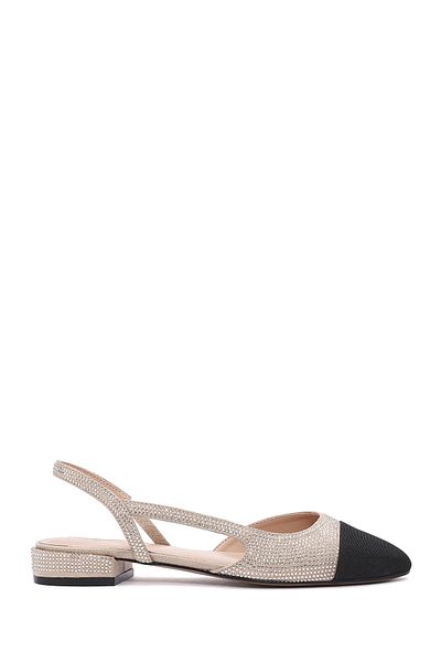 Derimod Women's Beige Open Back Stone Ballerinas 25Sfe402614