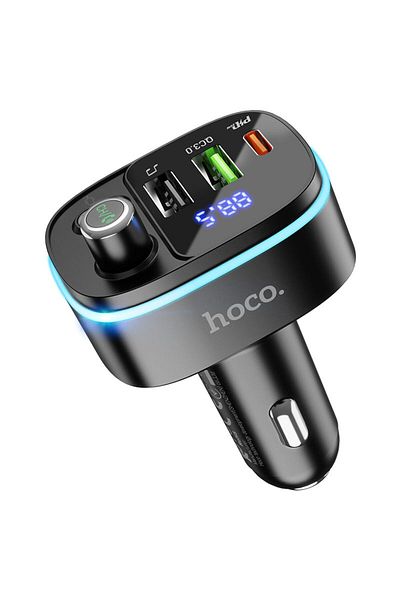 REDz Accessories Încărcător auto cu modulator FM, Bluetooth, încărcare rapidă, 2x USB și 1x tip C, Hoco E62 Fast