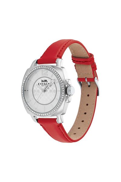 Coach Women’s Analogue Quartz Movement Watch with Stainless Steel Case and Leather Bracelet