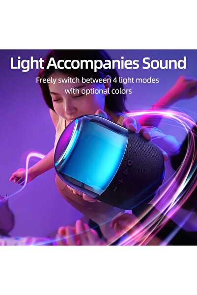 REDz Accessories Portable Speaker with Colorful Lights, Joyroom JR-ML05, BT 5.3, 3h Battery Life, Black