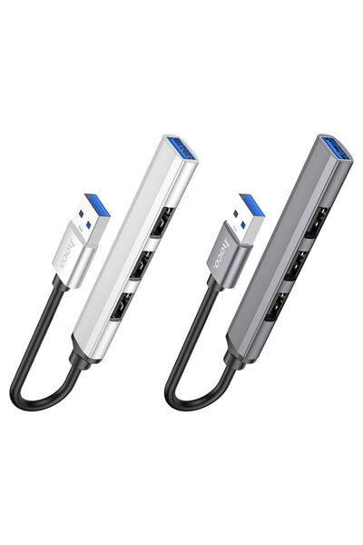 REDz Accessories Cablu Hub Hoco HB26, USB la 4 x USB, suportă transfer de 1 Tb, argintiu