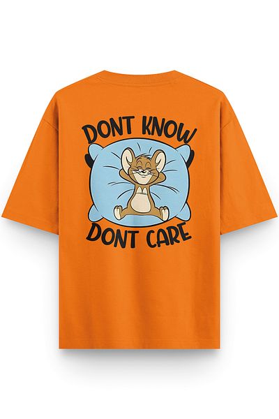 Overoz Orange Semi Oversize Tshirt Tom and Jerry Printed Oversize Written Unisex T-Shirt 1381-t