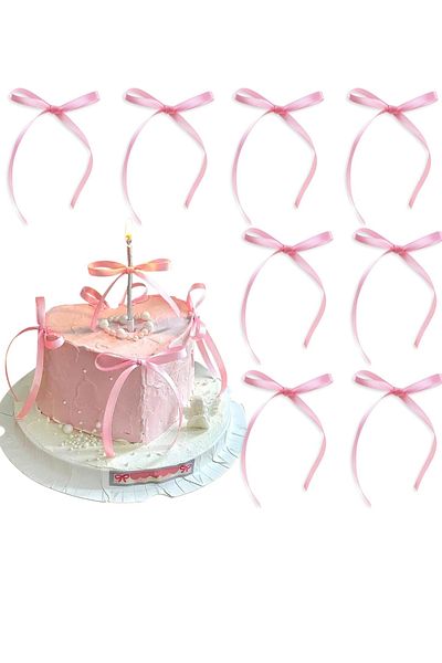 velomy Edible Bow Pink Length 21 Width 1 cm 16 Pieces DIY