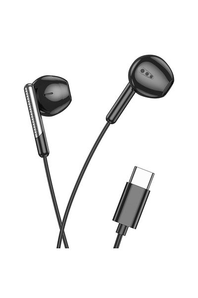 REDz Accessories Wired Headphones, Type-C Plug, Hoco M123 Glory, Compatible with iPhone 15/16 and Android, 1.2m,Black