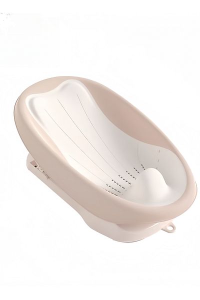 Yelajoy Pink Baby Bathtub, Foldable, Angle Adjustable, Soft and Comfortable, Suitable for Baby Girls