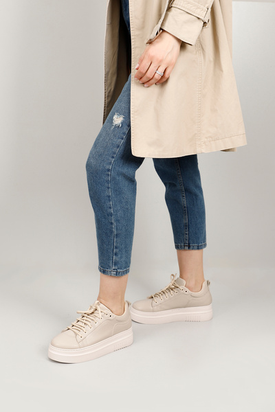 GÖNDERİ(R) Női/lányok meztelen, kerek orrú, éktalp, fűzős női tornacipő 35553