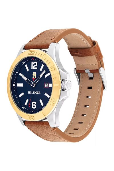 Tommy Hilfiger Men’s Analogue Quartz Watch with Stainless Steel Case and Leather Bracelet