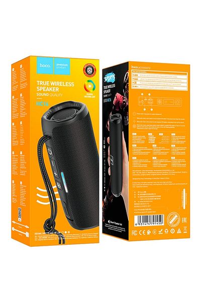 REDz Accessories Bluetooth Speaker, Hoco HC16, Portable, 1200mAh Capacity, 3 Hours Battery Life, Colorful LED, Black