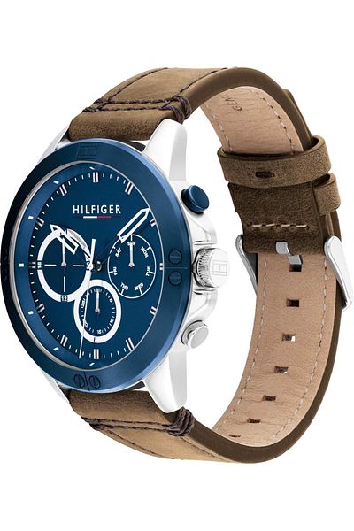 Tommy Hilfiger Men’s Analogue Quartz Watch with Stainless Steel Case and Leather Bracelet