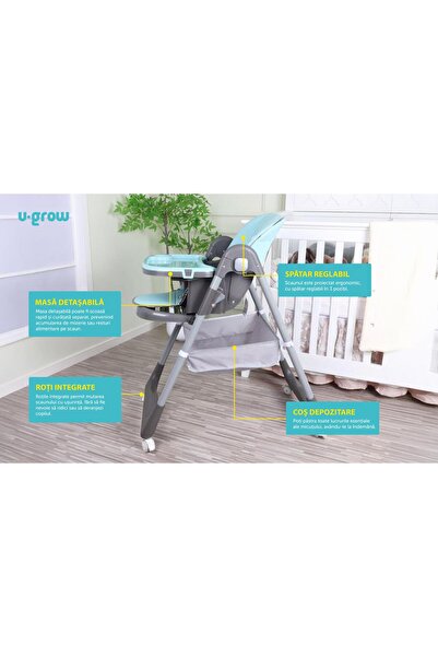 U-Grow Ρυθμιζόμενη, πτυσσόμενη καρέκλα τραπεζαρίας, μπλε