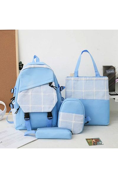 Muchmy 4 Pcs Bags Set Stylish Durable Canvas Outdoor Laptop School Backpack Large Capacity Travel Bag Set