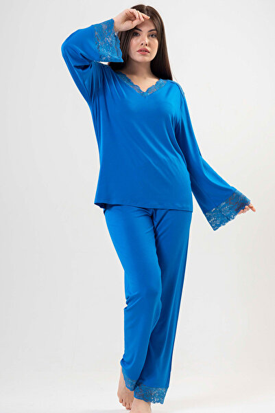 VİENETTA Мереживна піжама з довгими рукавами з V-подібним вирізом, 202071