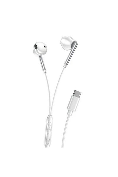 REDz Accessories Type-C Wired Headphones, XO-EP66, Compatible with iPhone 15/16 and Android, 1.2m Cable, White