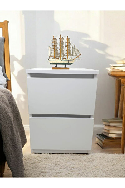 ADIM EBATLAMA 2 Çekmeceli Komodin- Beyaz