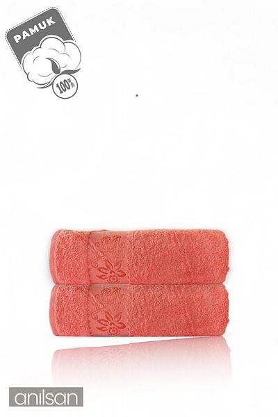 Anılsan 2 Pack Flora Pink Bath Towels - 70X140Cm, 490Gr, 100% Cotton, Spa and Hotel Towels
