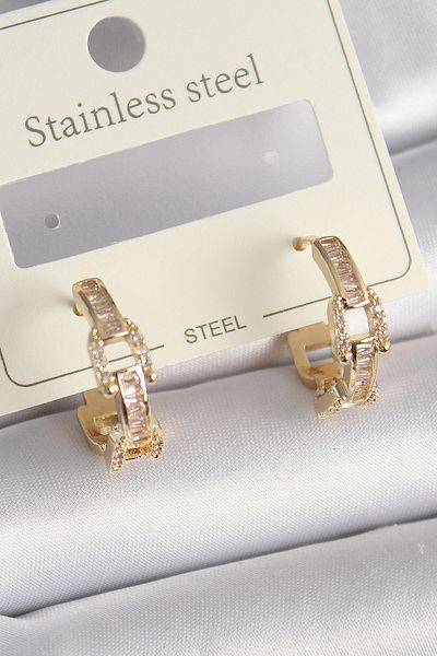 Skygo Brass Gold Color Zircon Stone Chain Model Women's Earrings - Tj-Bkp9735