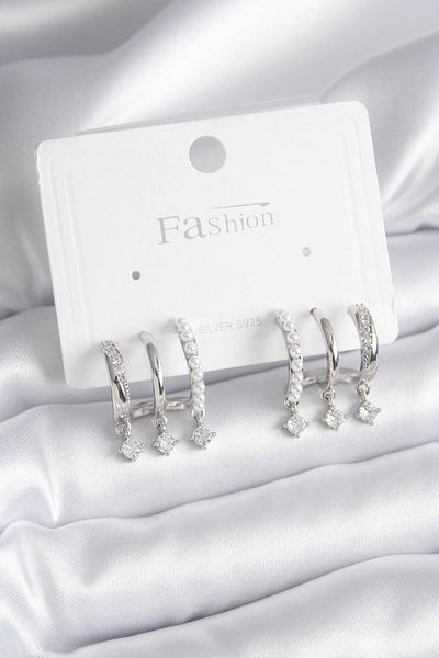Skygo Brass Silver Color Zircon Stone Detail Women's Earrings with Pearls - Tj-Bkp9748