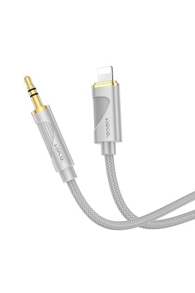 REDz Accessories Hoco UPA30 Audio Cable, Lightning to 3.5mm Jack, Length 1m, Silicone, Gray
