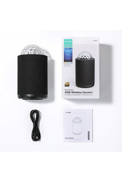 REDz Accessories Portable Speaker with RGB Colors, Joyroom JR-MS01 Maya, Audio 360, BT 5.1, Autonomy 4h, Black