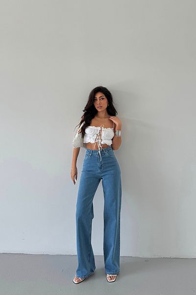 XRAY JEANS Women's Jeans Wide Leg Blue Palazzo Jeans