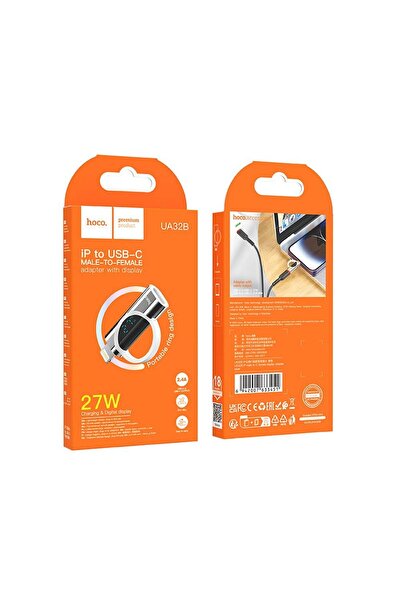 REDz Accessories Adaptor Hoco de la iPhone Lightning la Type C, Afișaj digital, 2.4A, 27W, Argintiu