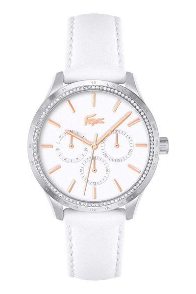Lacoste Women’s Analogue Quartz Movement Watch with Stainless Steel Case and Leather Bracelet