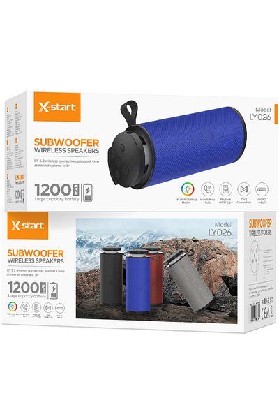 REDz Accessories Bluetooth Speaker, X-Start LY026 Wireless Speaker, 1200mAh Capacity, RGB Light, Blue