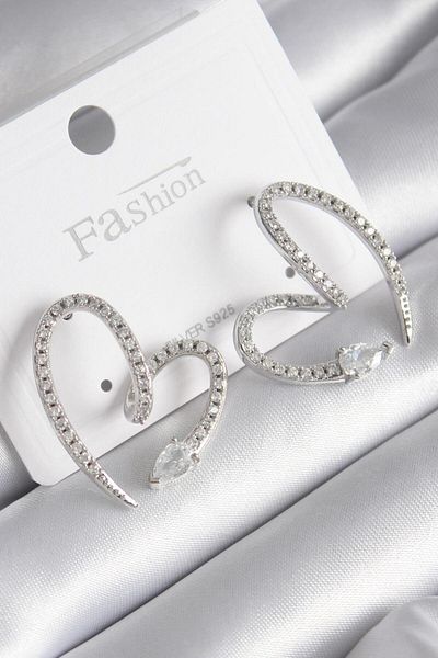 Skygo Brass Silver Color Zircon Stone Snake Heart Model Women's Earrings - Tj-Bkp9742