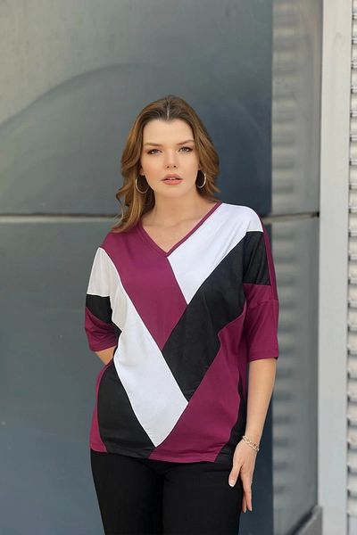 aytemas Front Piece Faux Leather Detailed Blouse