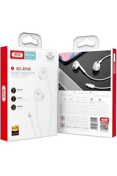 REDz Accessories Lightning Wired Headphones, XO-EP45, iPhone Compatible, 1.2m Cable, White