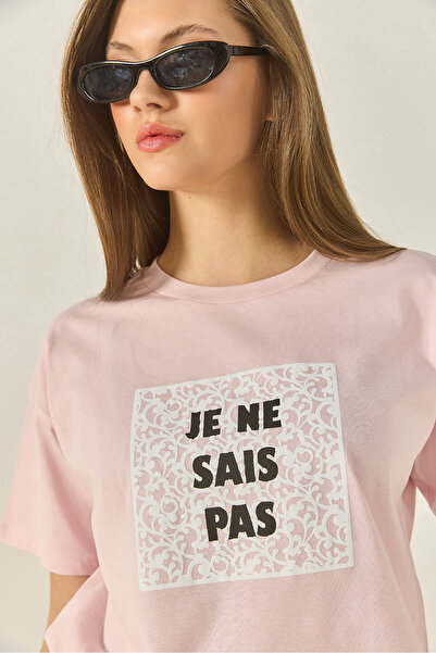 Bianco Lucci Damen-T-Shirt mit Rundhalsausschnitt und kurzen Ärmeln aus bedruckter Baumwolle 5447 60283289