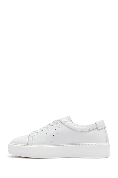 Derimod Men's White Lace-Up Thick Sole Leather Sneaker 25Sfd7001Ft