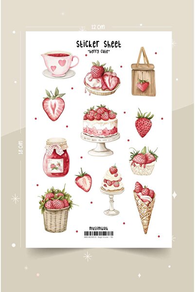 MuslimWalk Berry Cute – Çilekli – Sticker Seti #155