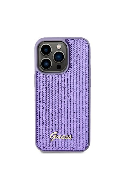 Guess IPhone 15 Pro Max Case, Sequin Script Metal, Guess - Purple