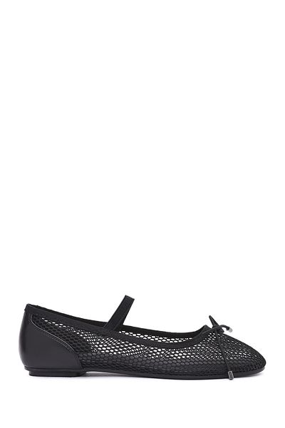 Derimod Women's Black Fabric Mesh Ballerinas 25Sfe40226F
