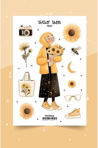 MuslimWalk Meva – Sarı Çiçekli Sticker Seti #153
