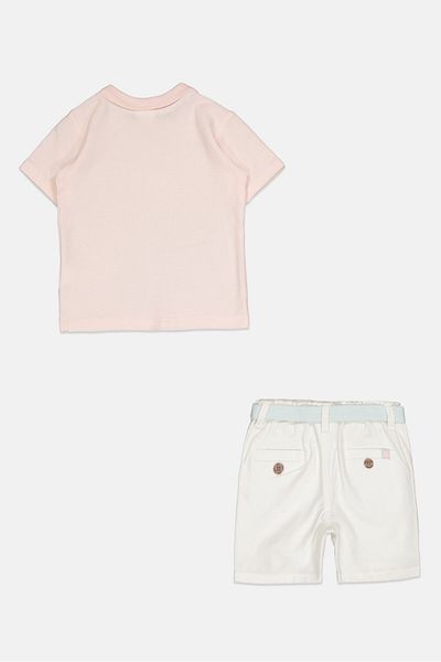 Little Gent Toddlers Boy 2 Piece Embroidered Logo Polo Shirt And Belted Shorts Set, Multicolor