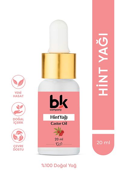 BK COMPANY Castor Oil 100% Pure - Strong Hair Growth Effect, Intense Moisture and Natural Care Serum 20 ml