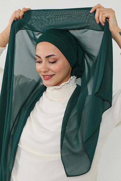 Aisha's Design شال شيفون عملي مع نسيج داخلي من القطن الممشط، PS-51