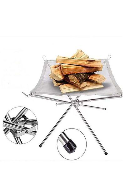 fulina Portable outdoor grill, foldable, heat-resistant stainless steel, reusable, suitable for camping