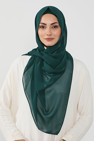 Aisha's Design Πρακτικό σάλι από σιφόν με χτενισμένο βαμβάκι, PS-48, Σκούρο πράσινο